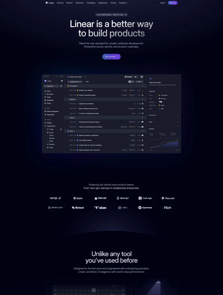 Linear website design - Lapa Ninja
