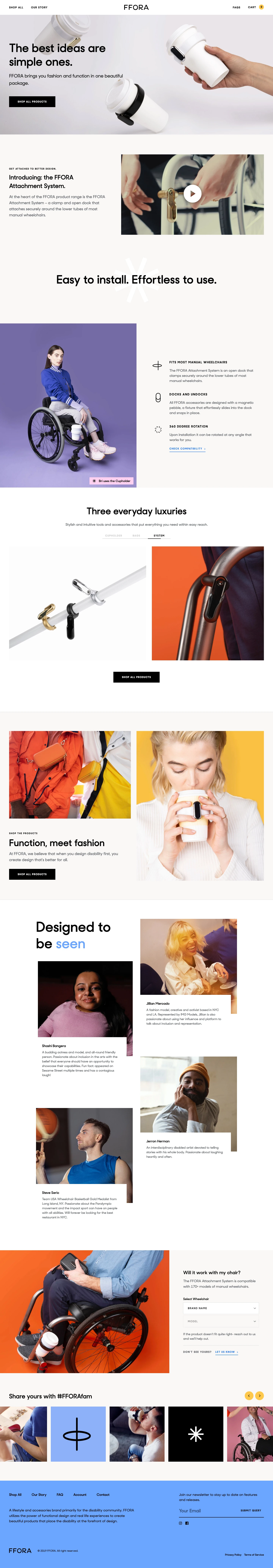 FFORA Landing Page Example: The best ideas are simple ones. FFORA brings you fashion and function in one beautiful package.