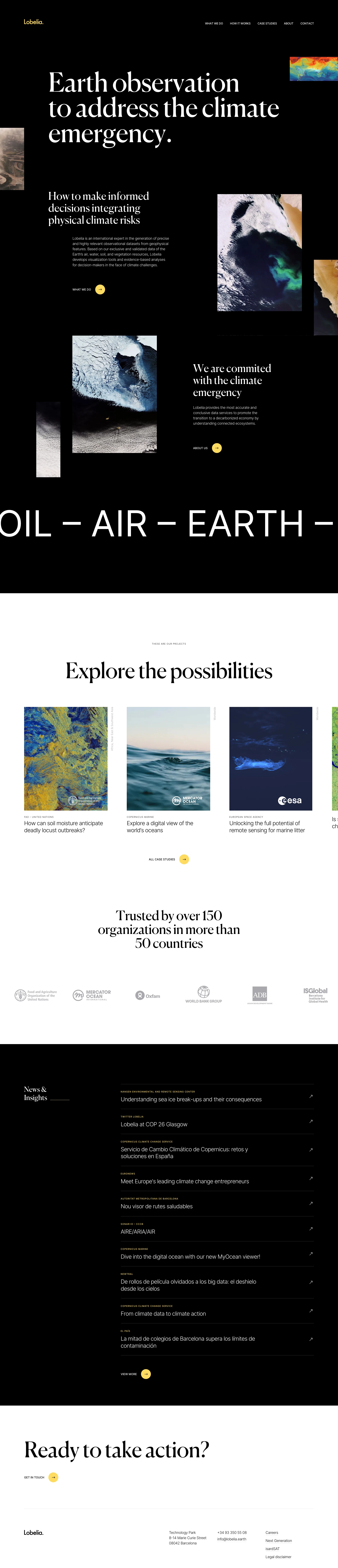 Lobelia Landing Page Example: Earth observation to address the climate emergency.