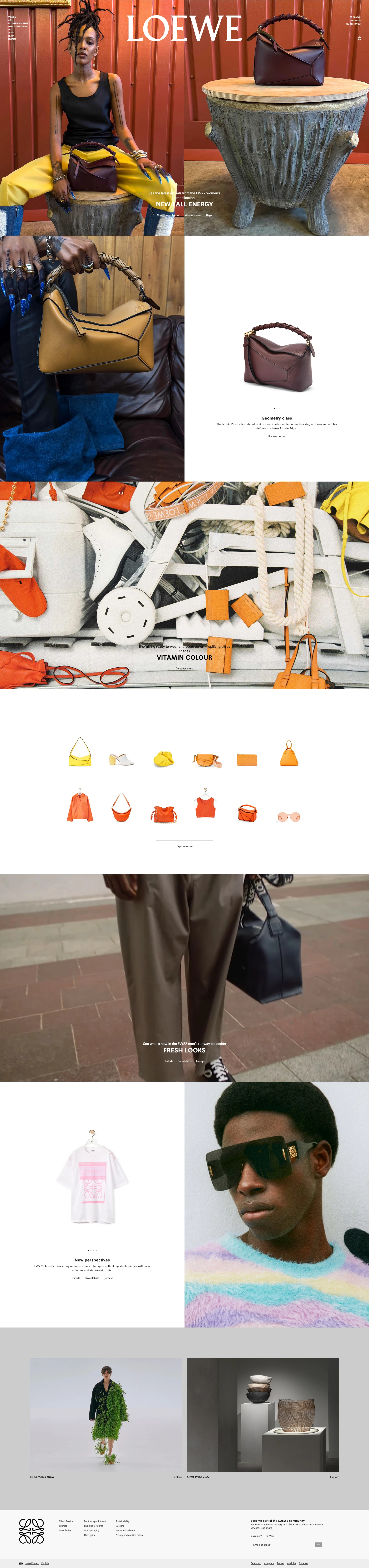 LOEWE Landing Page Example: Reinventing craft and leather, under the creative direction of Jonathan Anderson.
