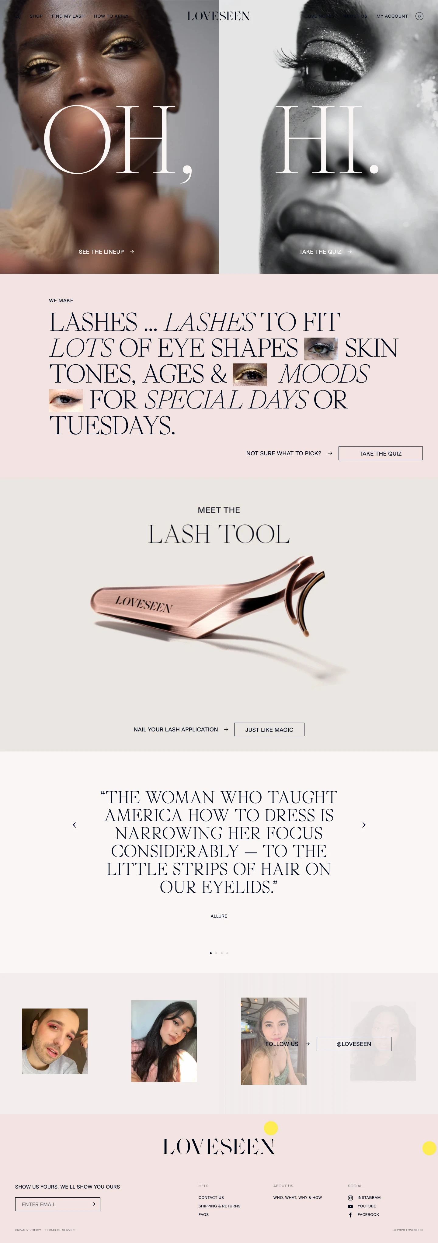 LoveSeen Landing Page Example: A new kind of fake lash.