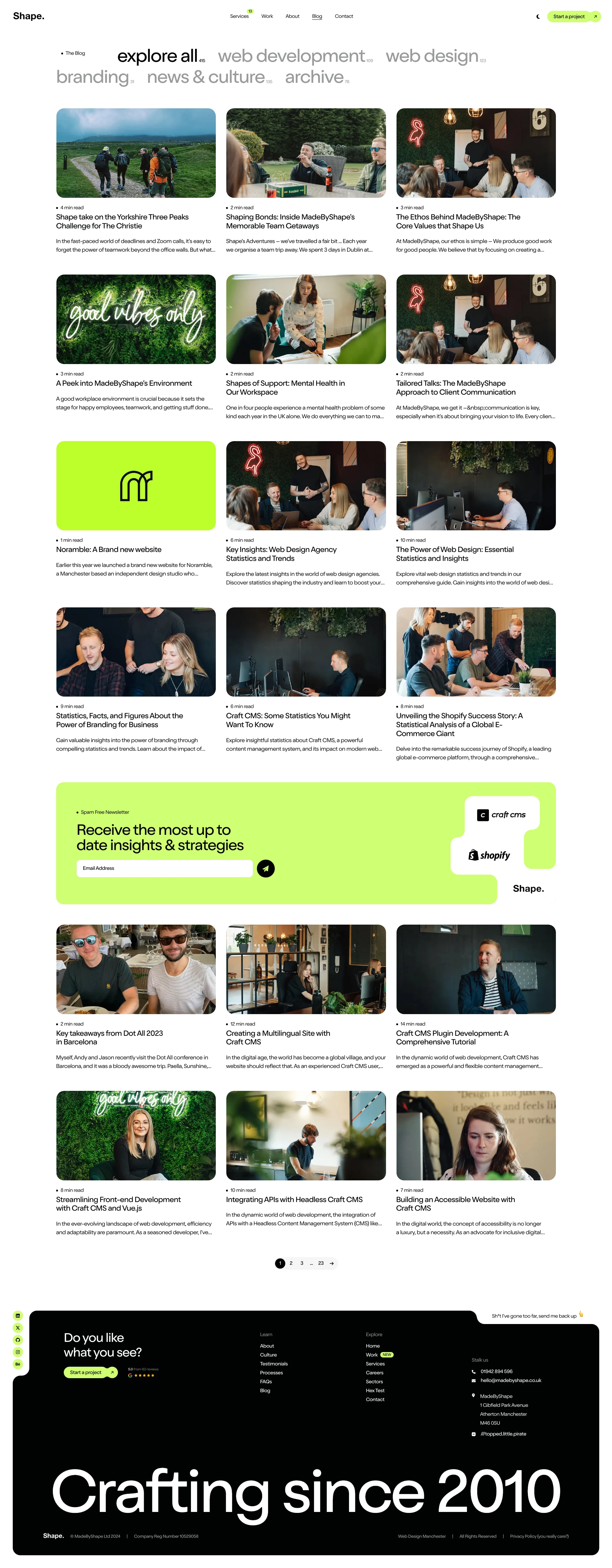 MadeByShape Landing Page Example: An independent web design and branding agency in Manchester set up in 2010 who care, build relationships, have industry experience, and win awards. 