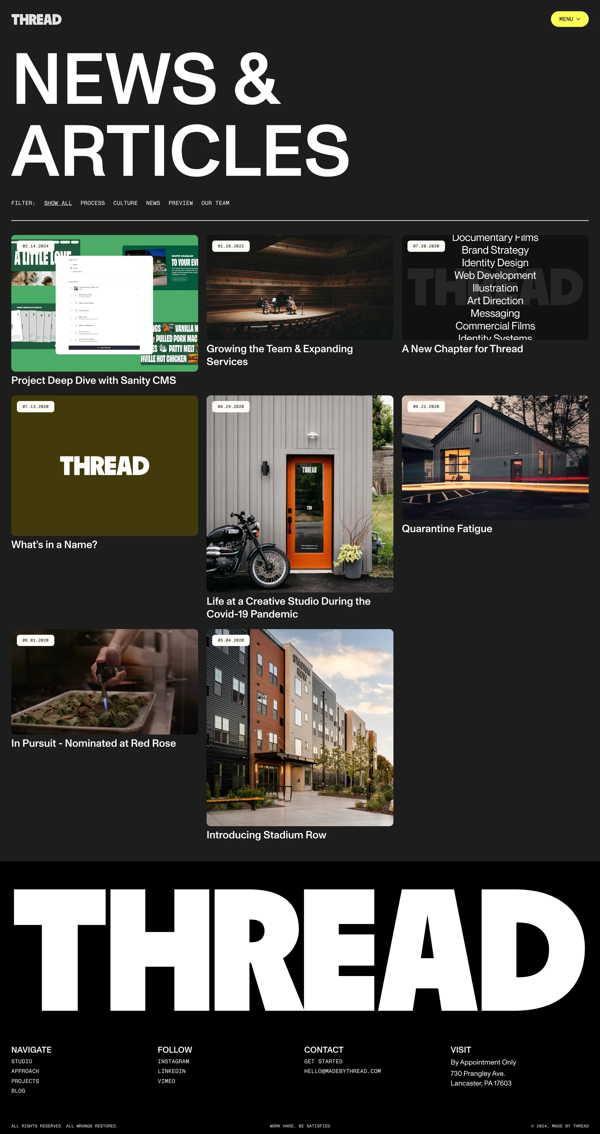 Thread Landing Page Example: Elevate your brand with Thread, a full service creative studio crafting meaningful stories through strategy, design, film, photo, and digital experiences.