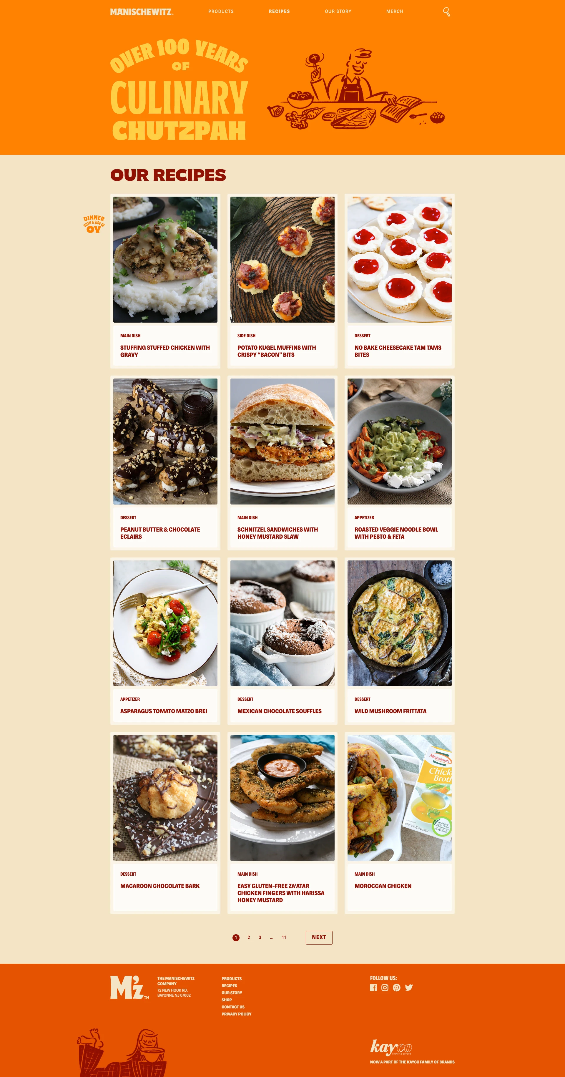 Manischewitz Landing Page Example: The Manischewitz Company has been making traditional Jewish foods since 1888, all going back to when Rabbi Dov Behr Manischewitz founded a small Matzo bakery in Cincinnati, Ohio. During that great age of American innovation, he tinkered away in his small bakery and discovered that the secret to machine matzo is square! That's how first entirely automated Kosher matzo production was born. Certified by an assembly of Rabbis from all over the world, they travelled from far and wide to witness Rabbi Manischewitz’s marvelous matzo making machine.