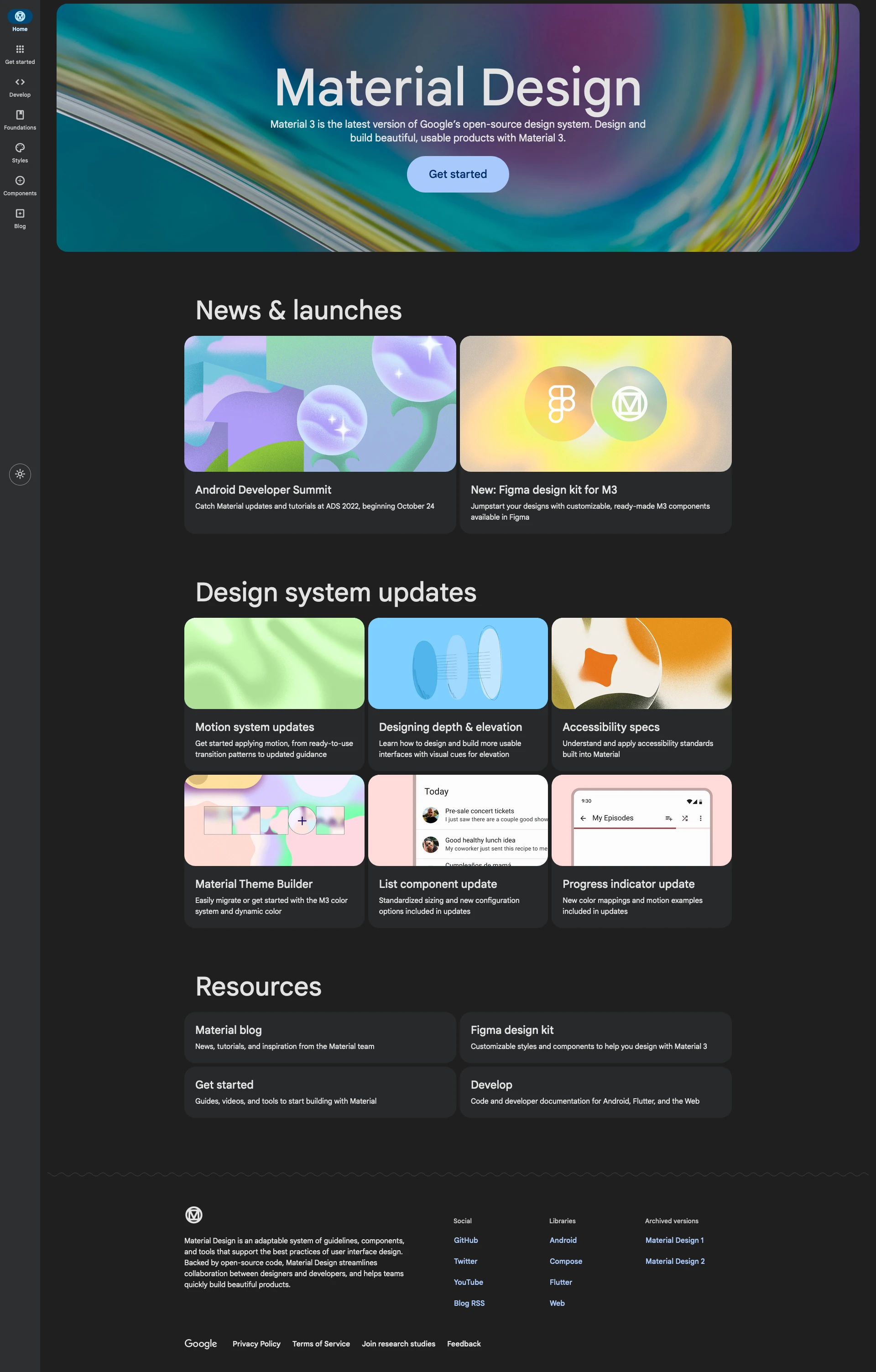 Material Design Landing Page Example: Build beautiful, usable products faster. Material Design is an adaptable system—backed by open-source code—that helps teams build high quality digital experiences.