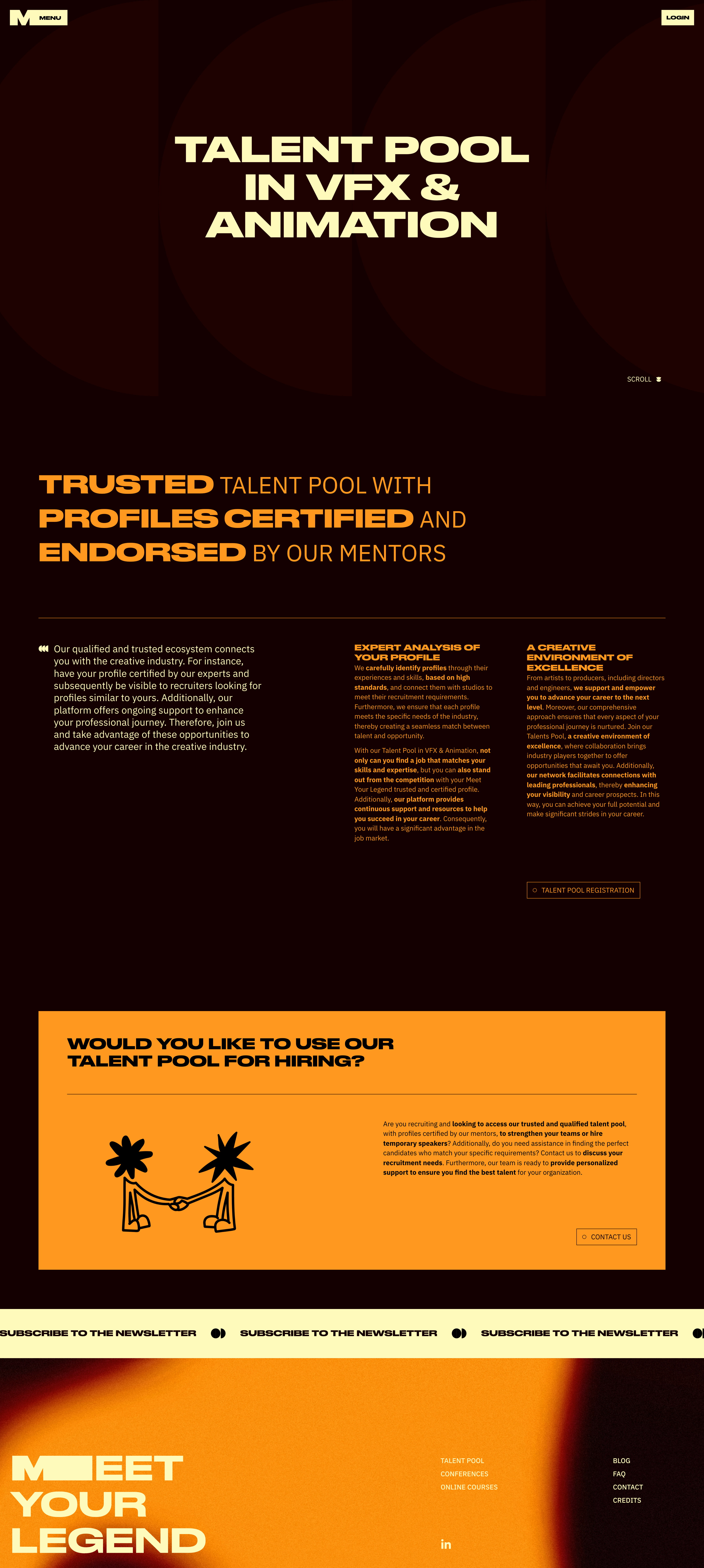 Meet Your Legend Landing Page Example: Welcome to Meet Your Legend Network. Showcase your skills, discover our qualified networking and connect with experts for tailored mentoring.