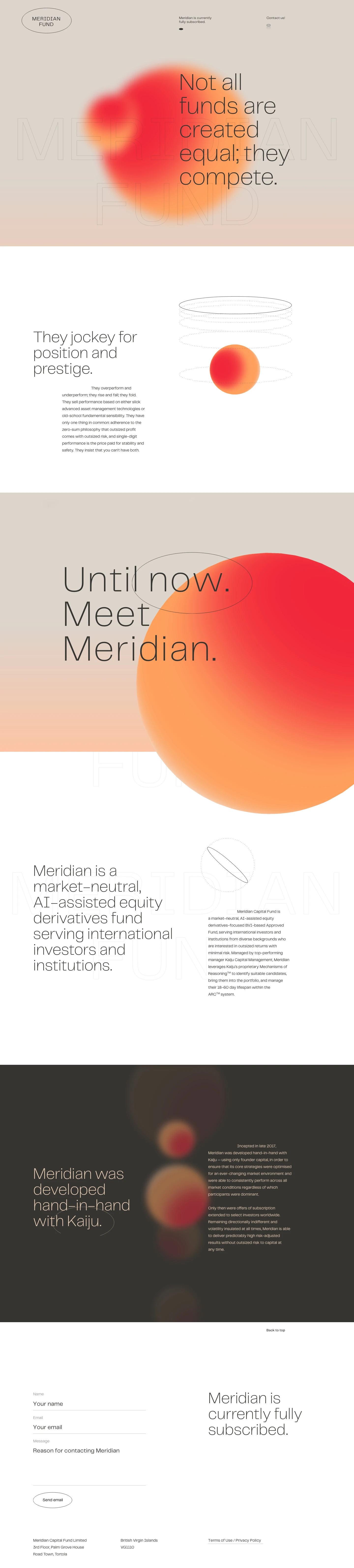 Meridian Landing Page Example: Not all funds are created equal; they compete.