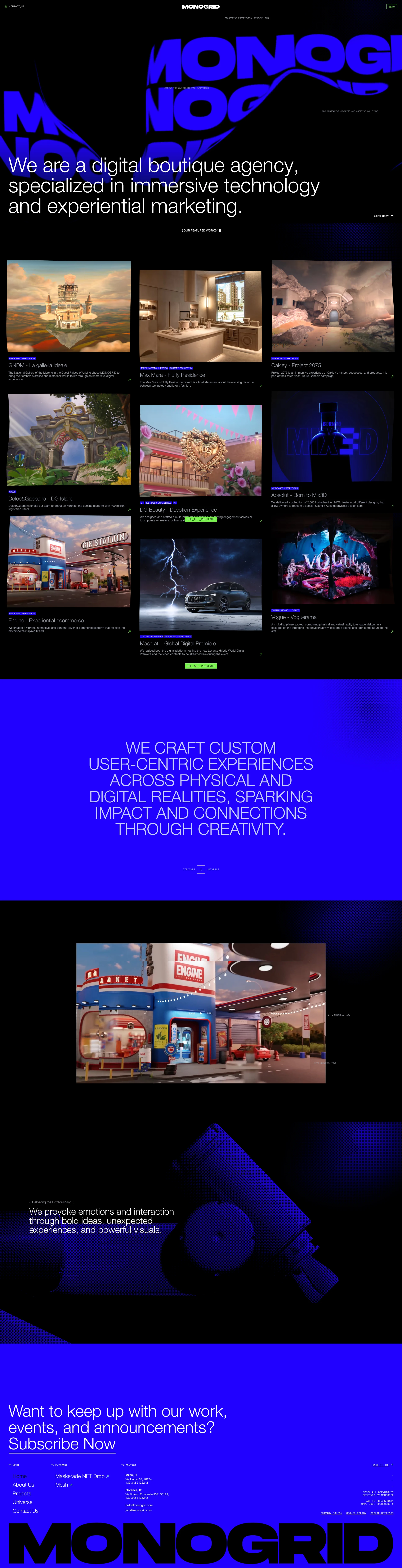 MONOGRID Landing Page Example: Digital boutique agency. Focused on unlocking the full potential of technology.