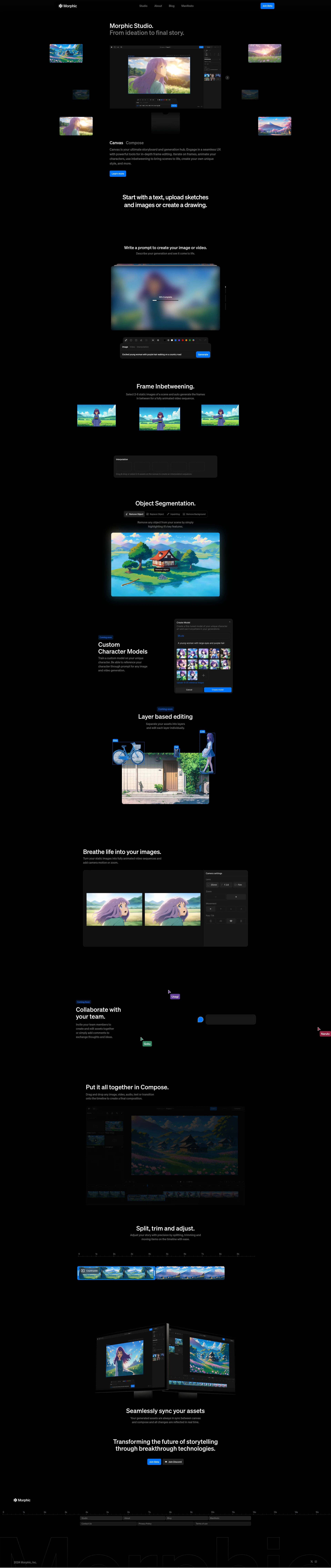 Morphic Landing Page Example: Morphic is transforming the future of storytelling using breakthrough technologies.