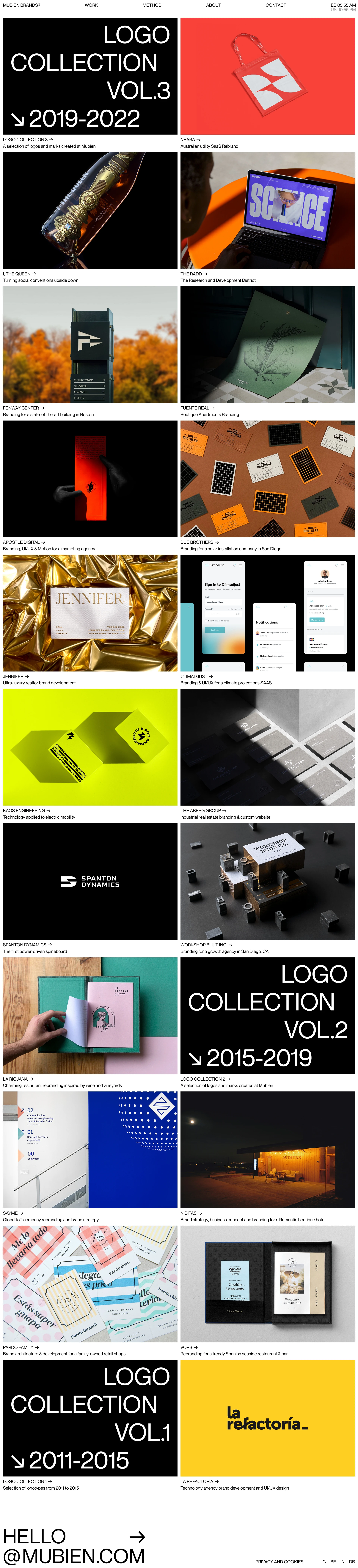 Mubien Brands Landing Page Example: Mubien Brands is an International branding and web development boutique studio specializing in visual identity design and brand strategy.