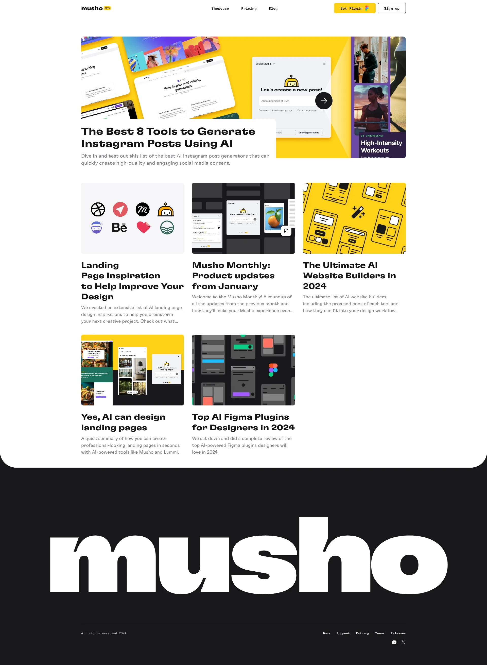 Musho.ai Landing Page Example: Musho turns your prompts into nearly-complete, dev-ready websites with simple layouts, great copy, and gorgeous images.