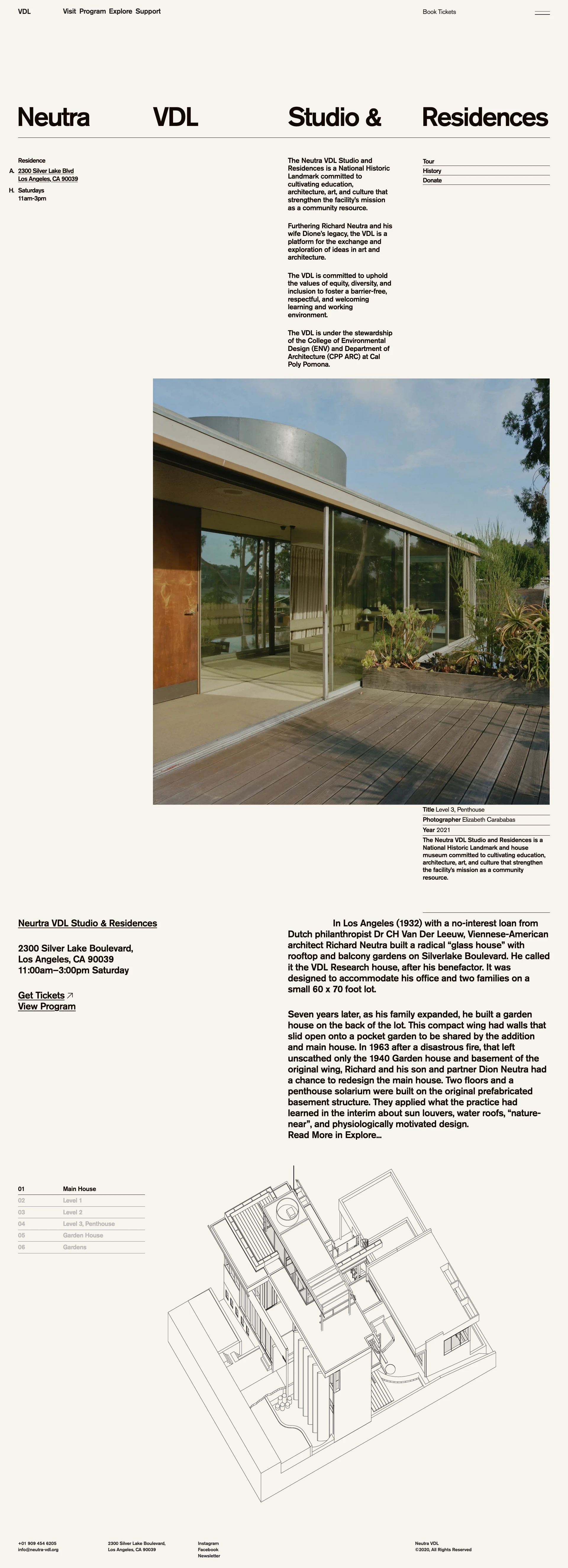 Neutra VDL Landing Page Example: The Neutra VDL Studio and Residences is a National Historic Landmark and house museum committed to cultivating education, architecture, art, and culture that strengthen the facility’s mission as a community resource.