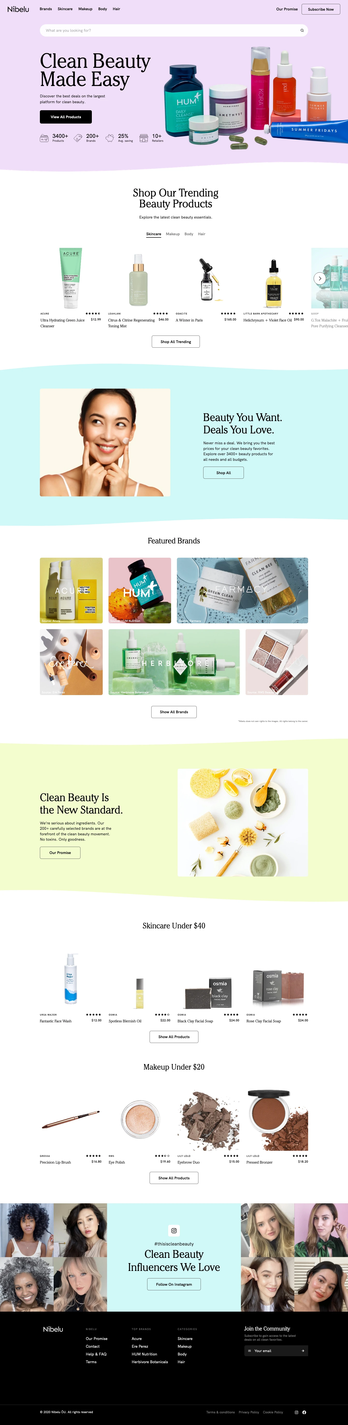 Nibelu Landing Page Example: Shop, discover and compare price of your favorite clean beauty brands all in one place.