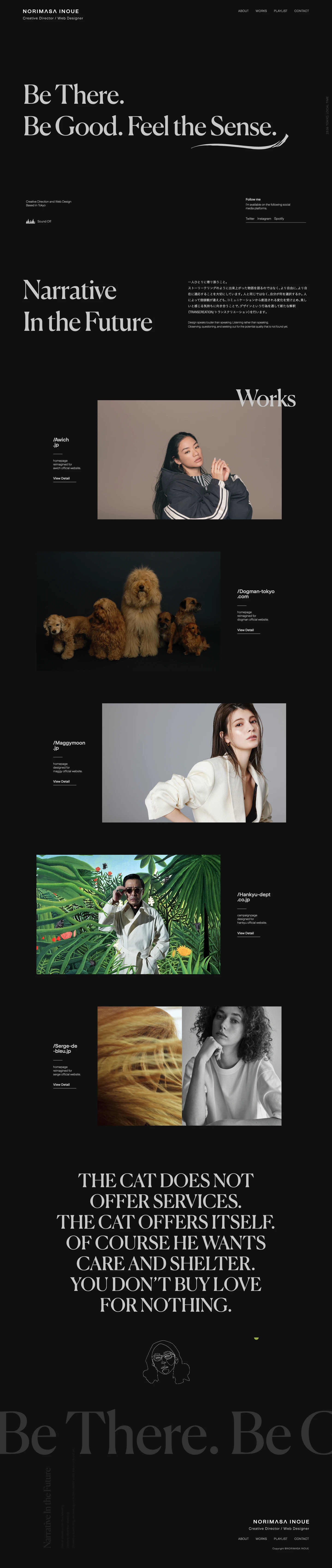 Norimasa Inoue Landing Page Example: Creative Direction and Web Design Based in Tokyo.