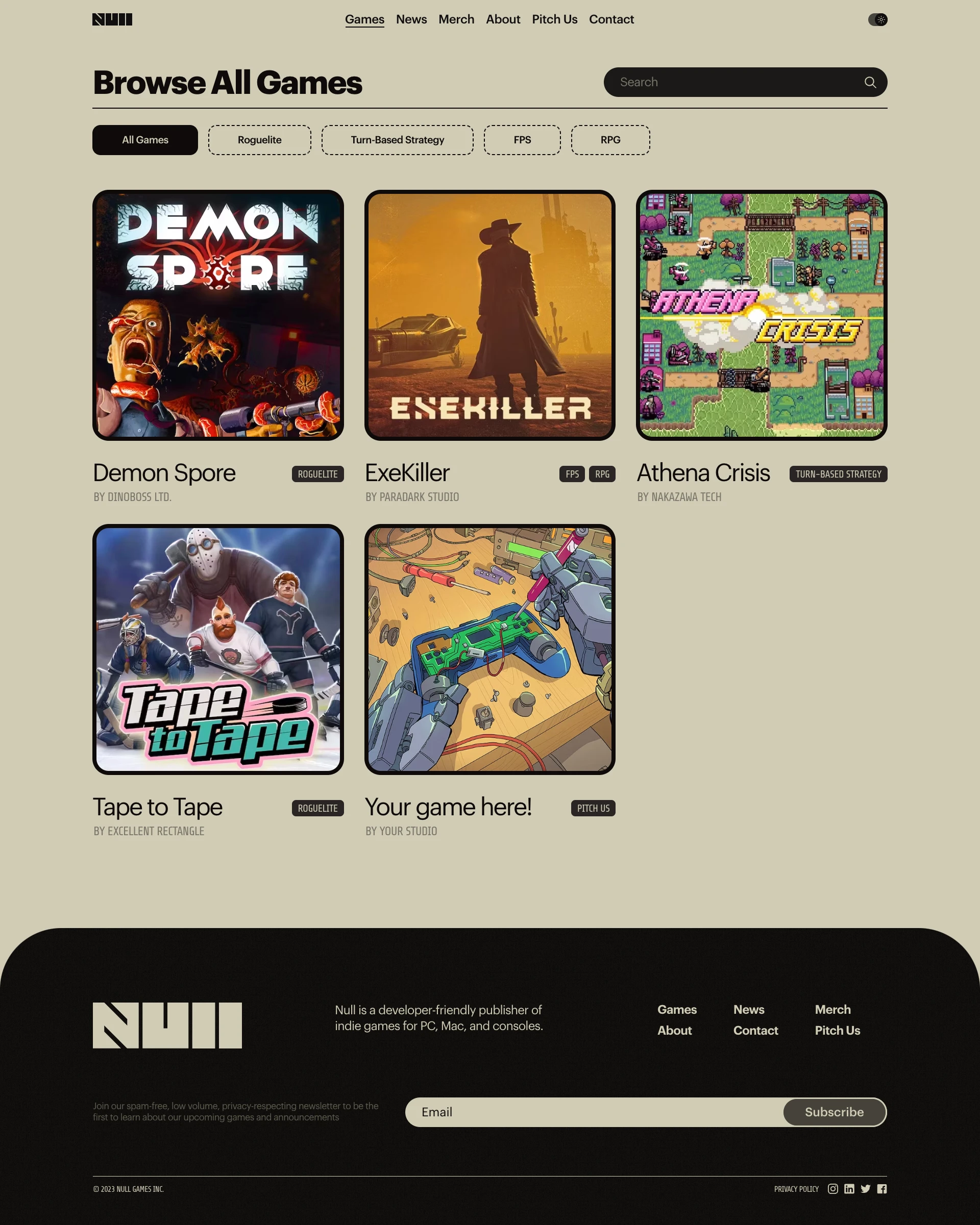 Gotta Null Null Games website design - Lapa Ninja