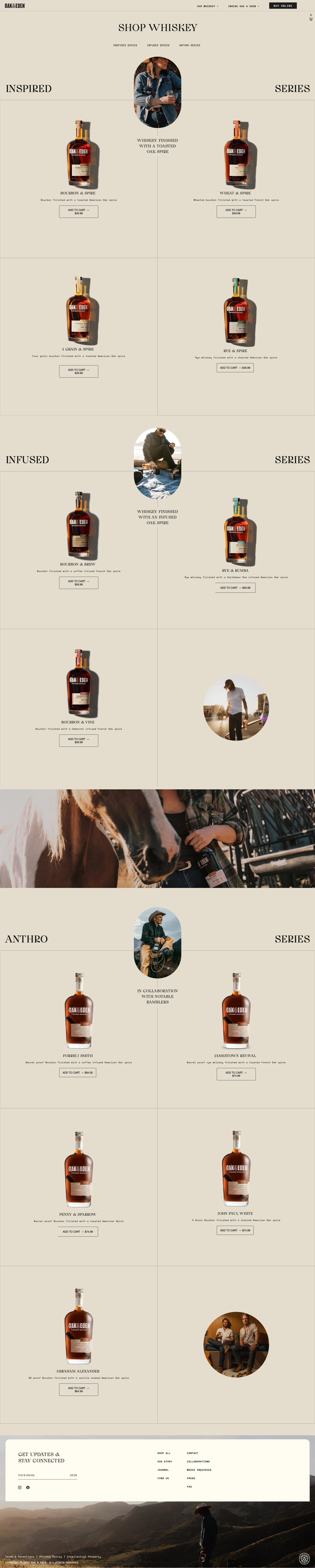 Oak & Eden Landing Page Example: Oak & Eden was birthed out of an ideal for innovation. We believe authority is released when a creator creates, and we believe everyone carries the spirit of creation in them. In that spirit, we pioneered a precious technique that would become the lifeblood of Oak & Eden; in-bottle finishing.