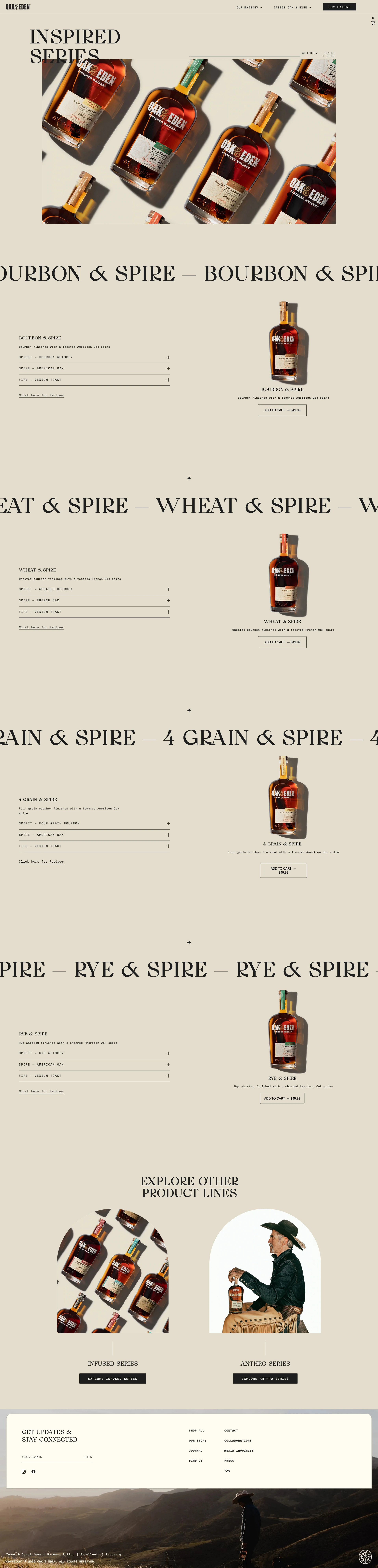 Oak & Eden Landing Page Example: Oak & Eden was birthed out of an ideal for innovation. We believe authority is released when a creator creates, and we believe everyone carries the spirit of creation in them. In that spirit, we pioneered a precious technique that would become the lifeblood of Oak & Eden; in-bottle finishing.