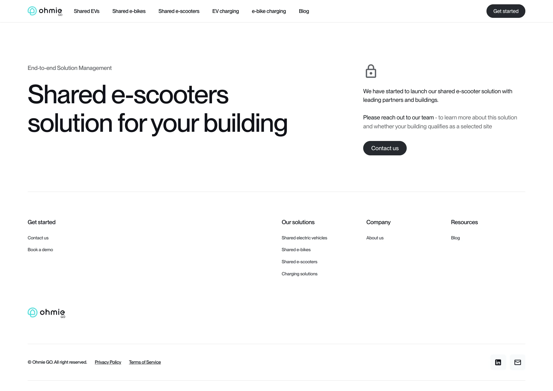 Ohmiego Landing Page Example: Ohmie GO’s platform provides a suite of solutions to help buildings get EV ready. These are delivered to residents as a premium end-to-end managed service and amenity - An intelligent way to get EV ready with one seamless experience.