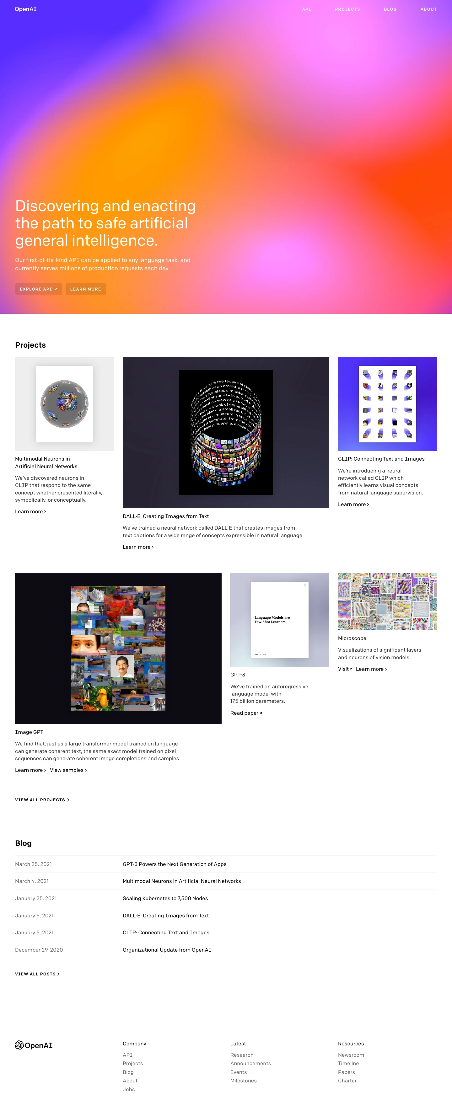 OpenAI Landing Page Example: OpenAI is an AI research and deployment company. Our mission is to ensure that artificial general intelligence benefits all of humanity.