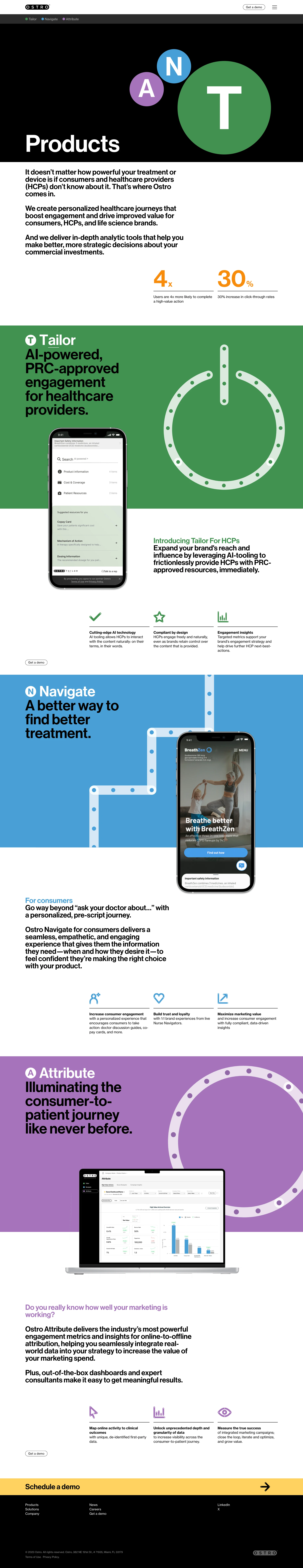 Ostro Landing Page Example: Get to well sooner. Ostro helps consumers and clinicians get the information they need for faster, more sustainable health outcomes.