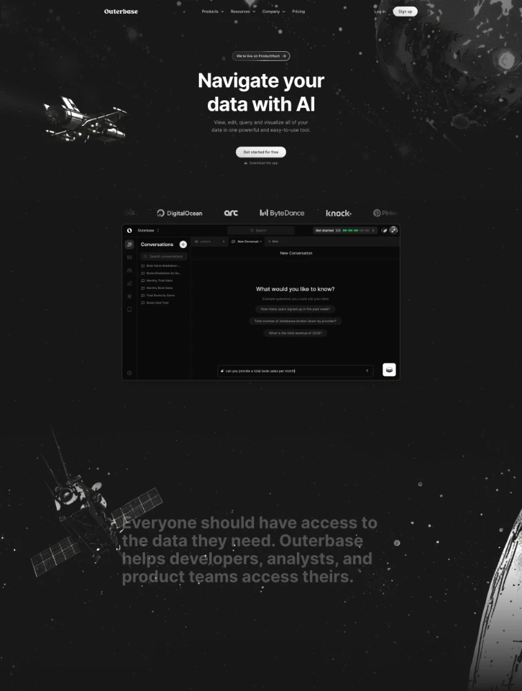 Outerbase Landing Page Example