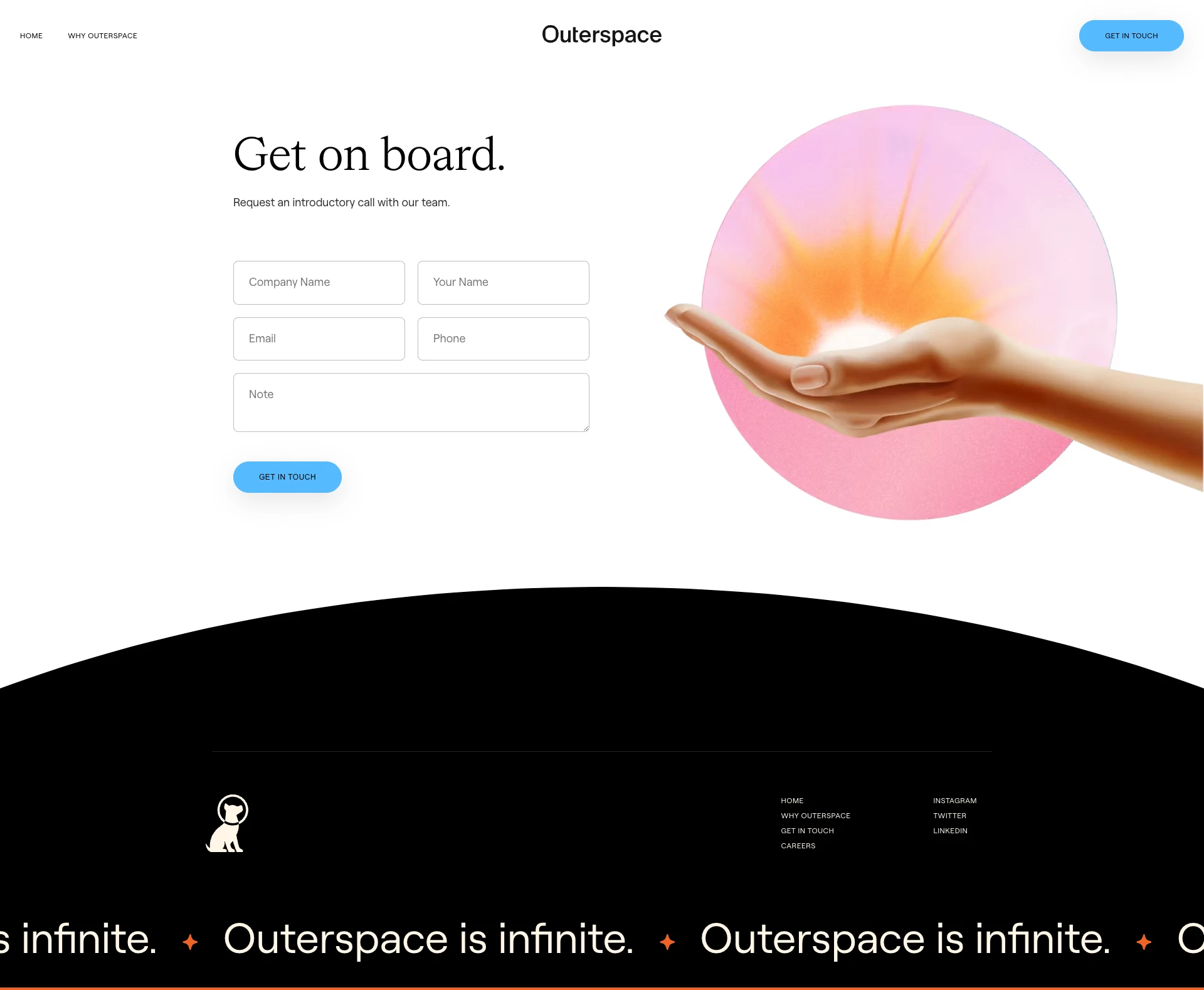 Outerspace Landing Page Example: Your 3PL can be your competitive edge. We’ve redesigned every process to be brand-first and customer experience-obsessed. Here’s how we pull it off.