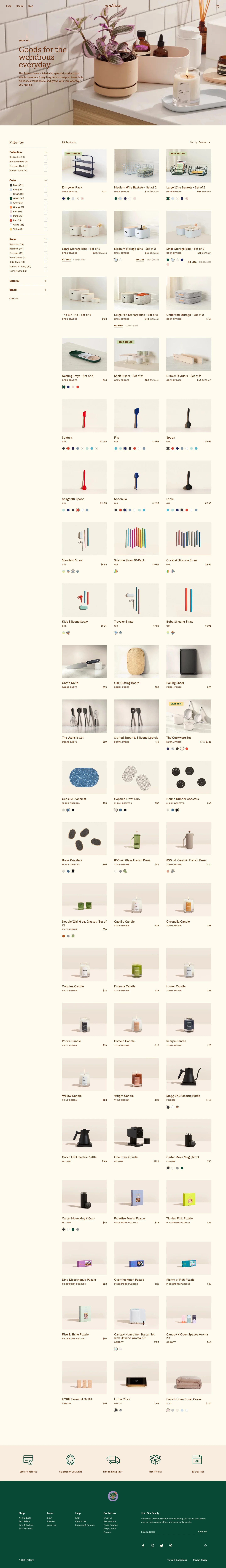 Pattern Brands Landing Page Example: Pattern is a family of brands designed to help you enjoy daily life.