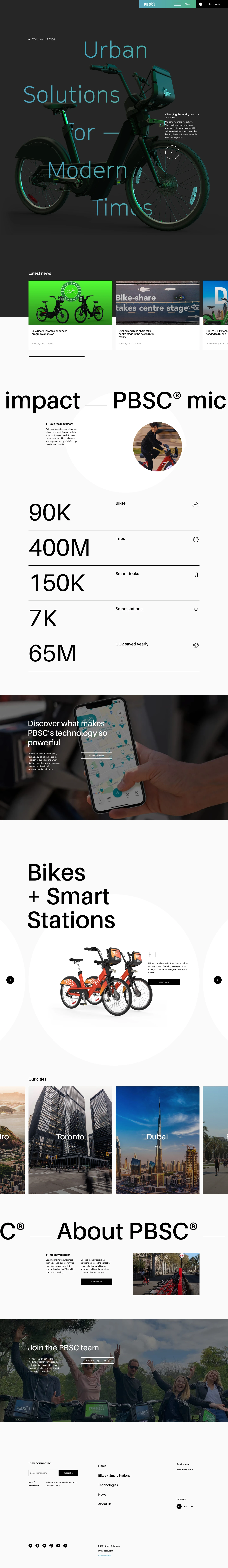 PBSC Urban Solutions Landing Page Example: PBSC Urban Solutions is a world leader in bike-sharing systems. Bikes, portable stations, mobile app, and management tool.
