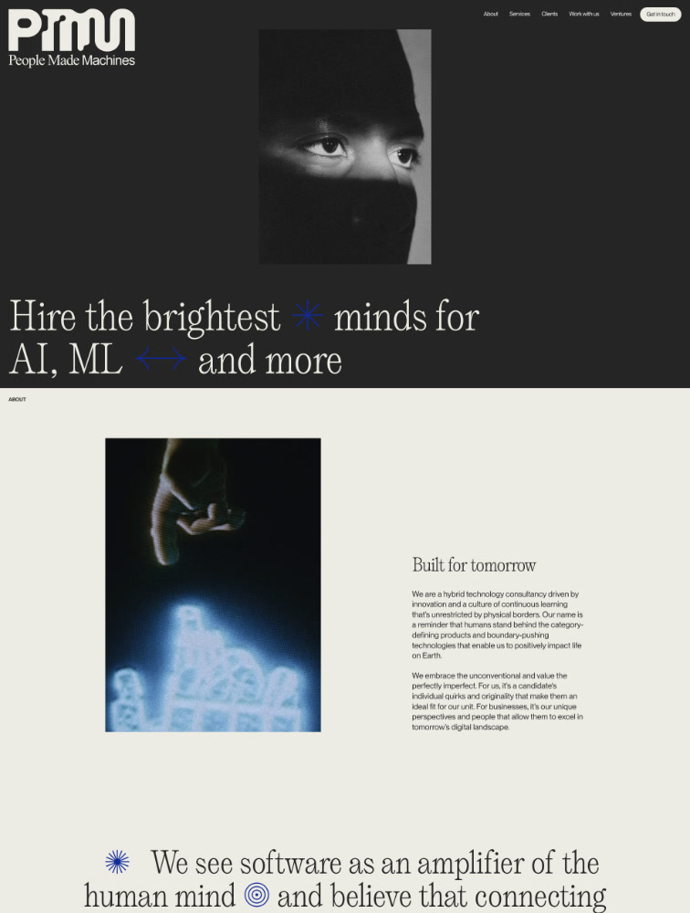 People Made Machines Landing Page Design