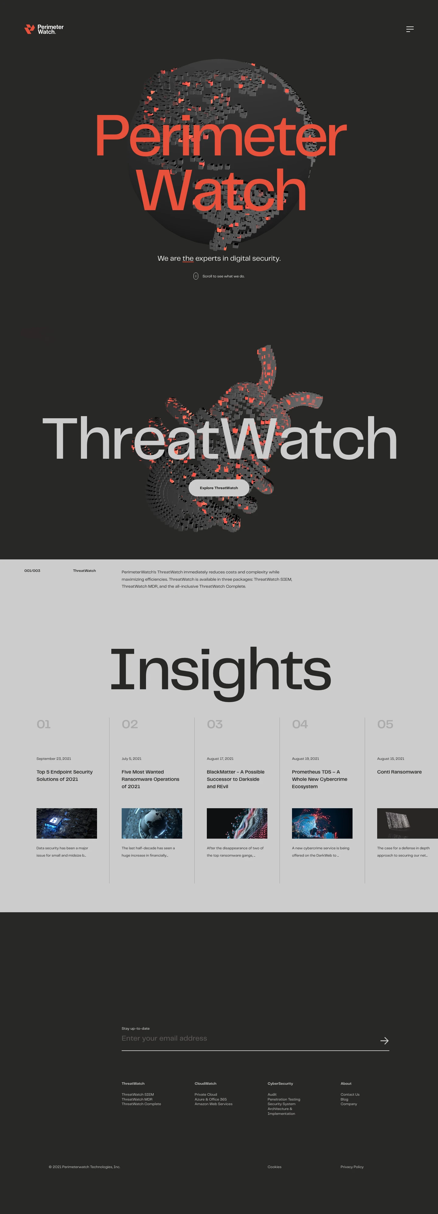 PerimeterWatch Landing Page Example: PerimeterWatch empowers today’s businesses with the latest in network security intelligence and infrastructure. 