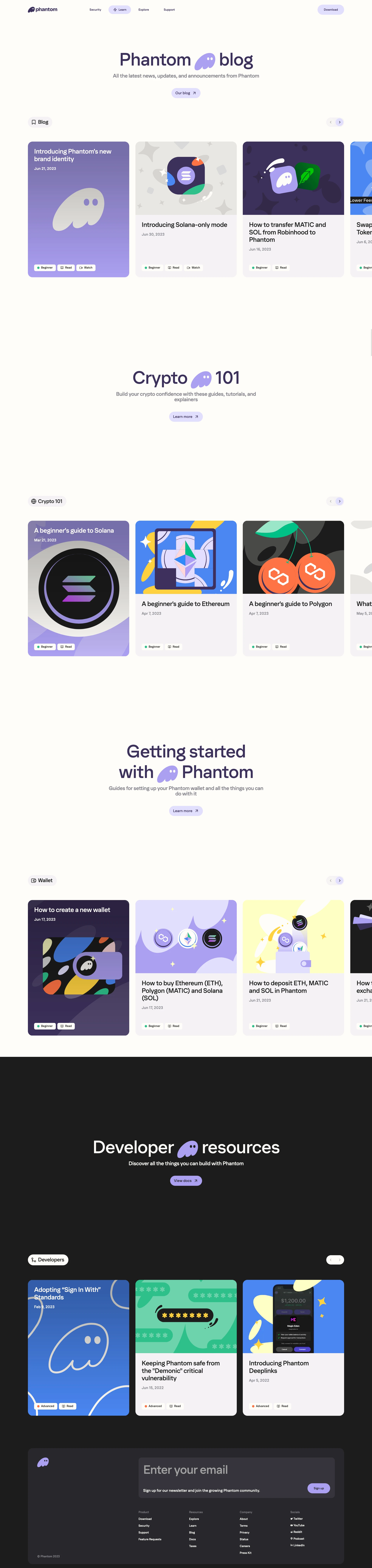 Phantom Landing Page Example: Your trusted companion for NFTs & DeFi on Solana, Ethereum, & Polygon.