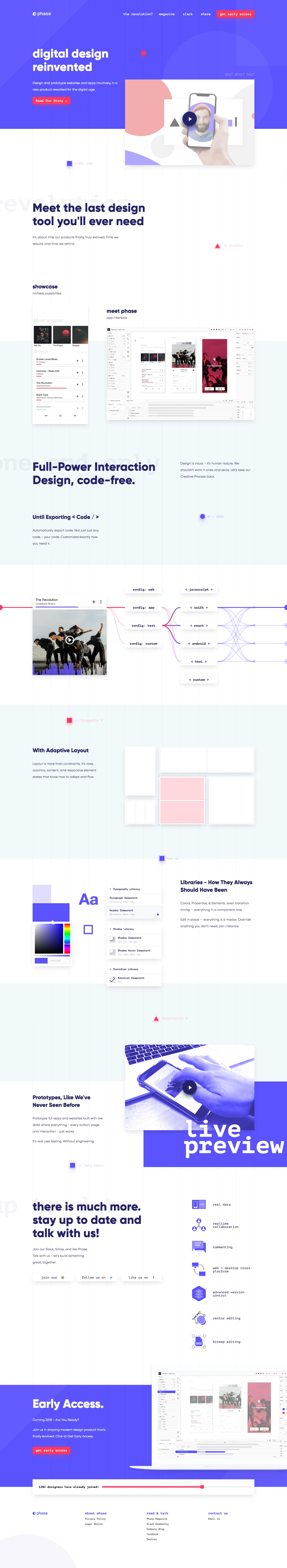 Phase Landing Page Example: Design and prototype websites and apps visually and intuitively, in a new powerful product reworked for the digital age.