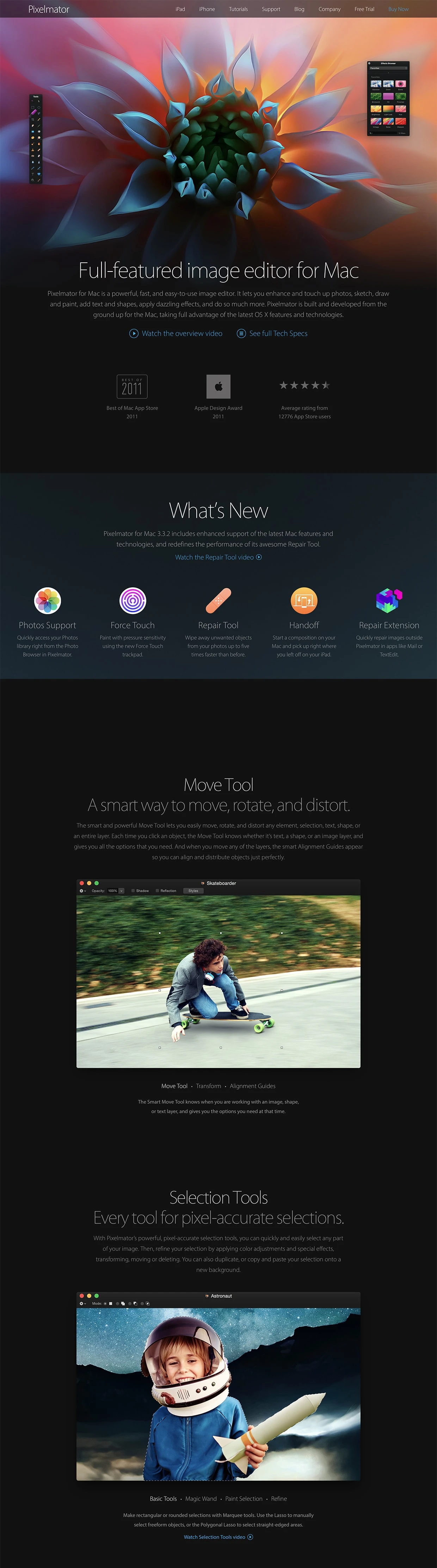 Pixelmator for Mac Landing Page Example: The world’s most innovative, fastest, full-featured, and powerful image editing app for the Mac that has everything you need to create and edit your images.