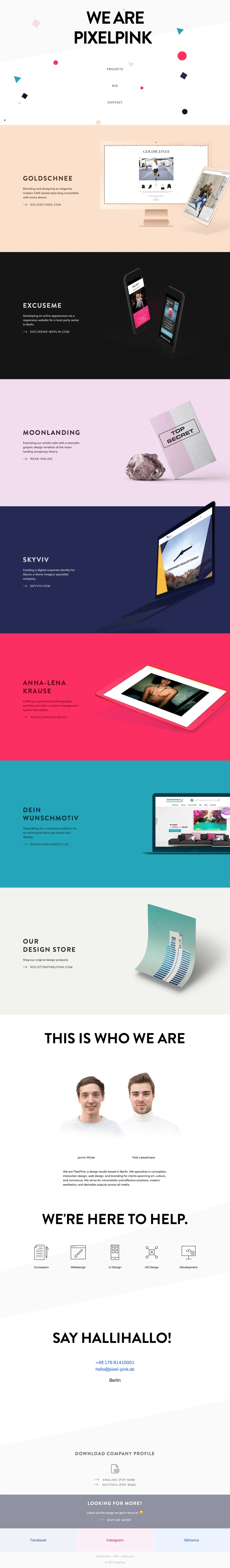 PixelPink Landing Page Example: Design Studio based in Berlin creating digital Products focusing on simplicity.