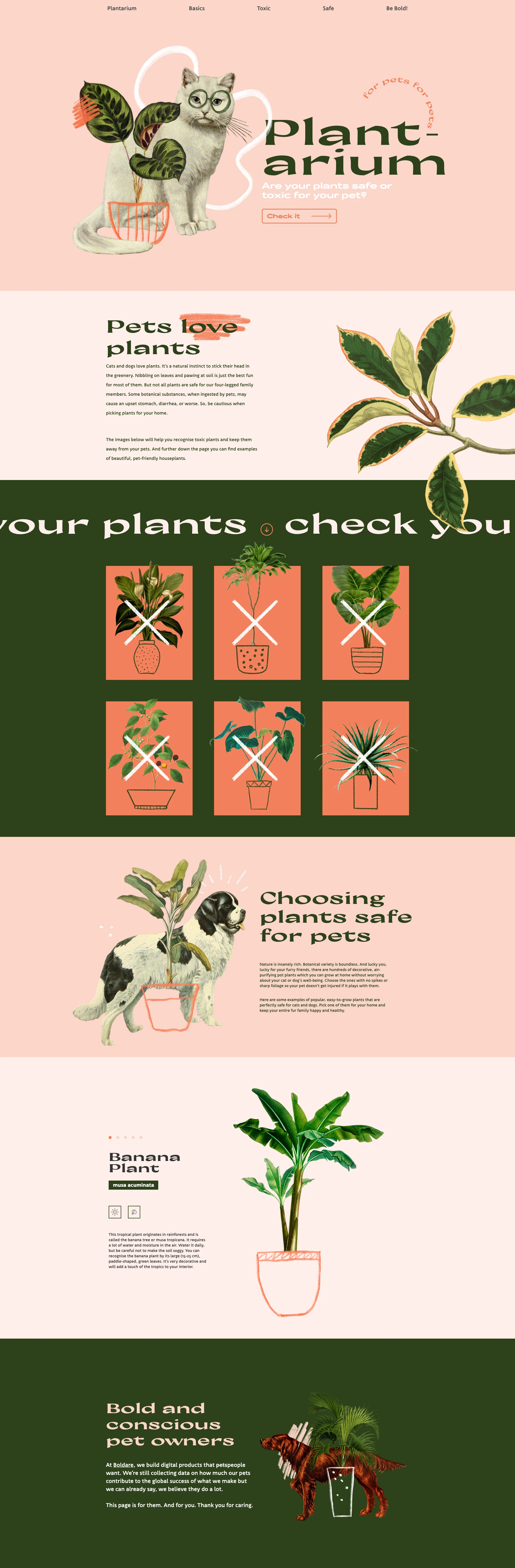 Plantarium Landing Page Example: Are your plants safe or toxic for your pet? Choosing plants safe for pets.