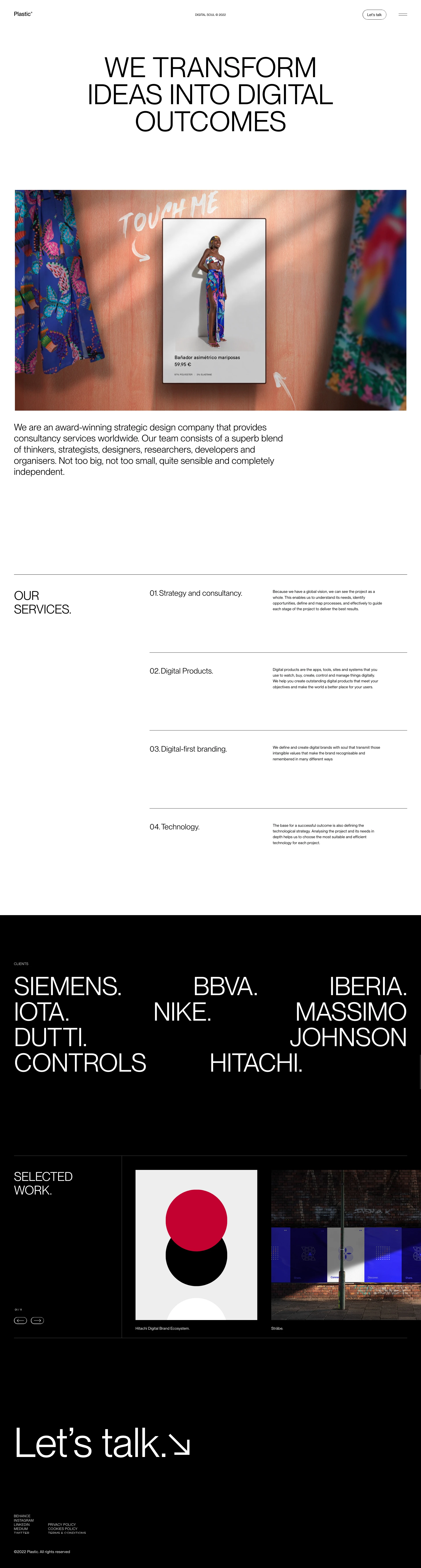 Plastic Landing Page Example: We are an strategic design agency focused on providing high-quality digital services for global companies.