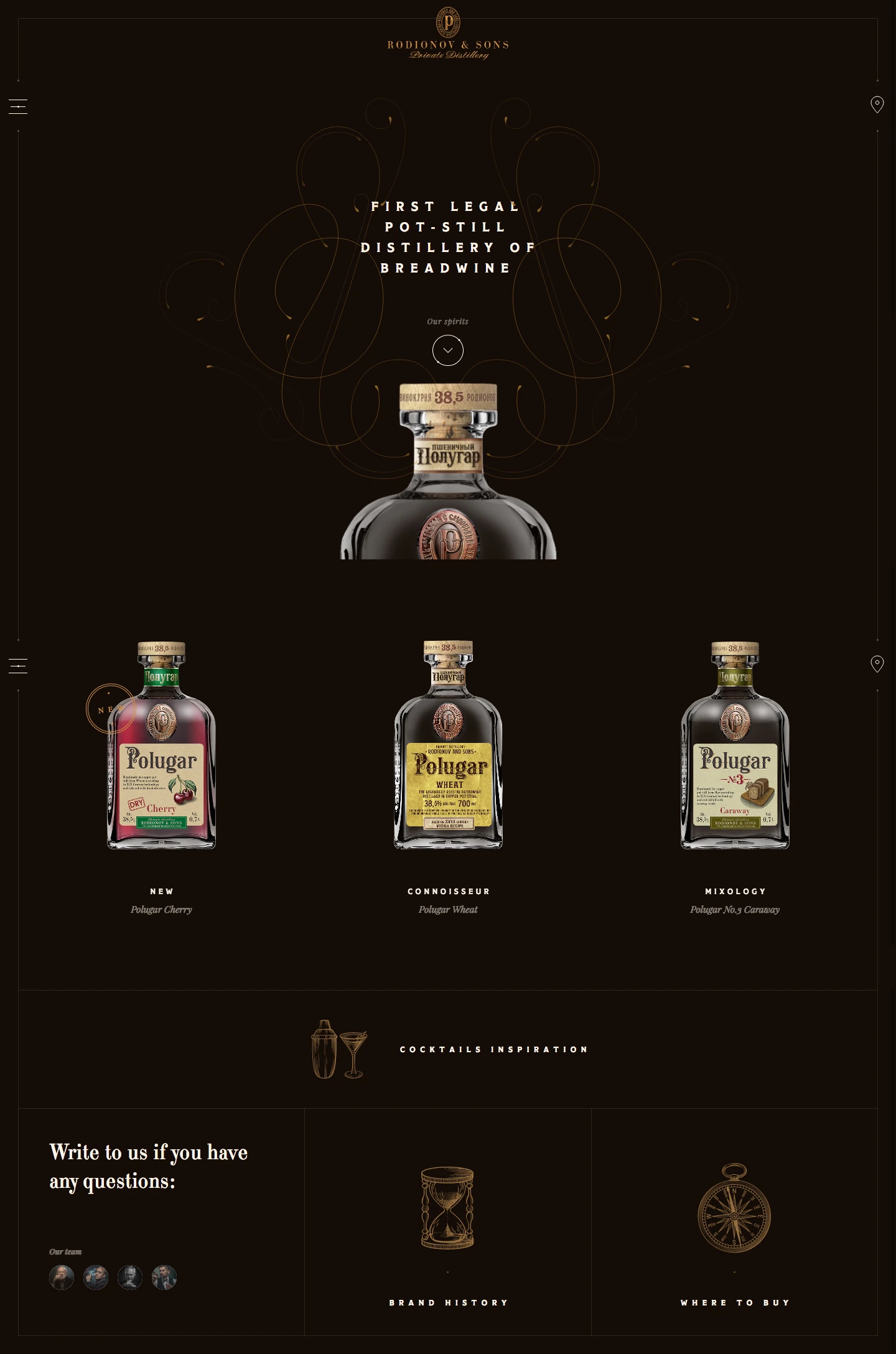 Polugar Landing Page Example: Polugar is the true legendary Russian bread wine brought back to life using the traditional technologies and recipes from the 18th and 19th centuries. It hasn’t been produced for the last 120 years, is 38.5% alcohol strength, smells of rye bread and has a soft pleasant taste.