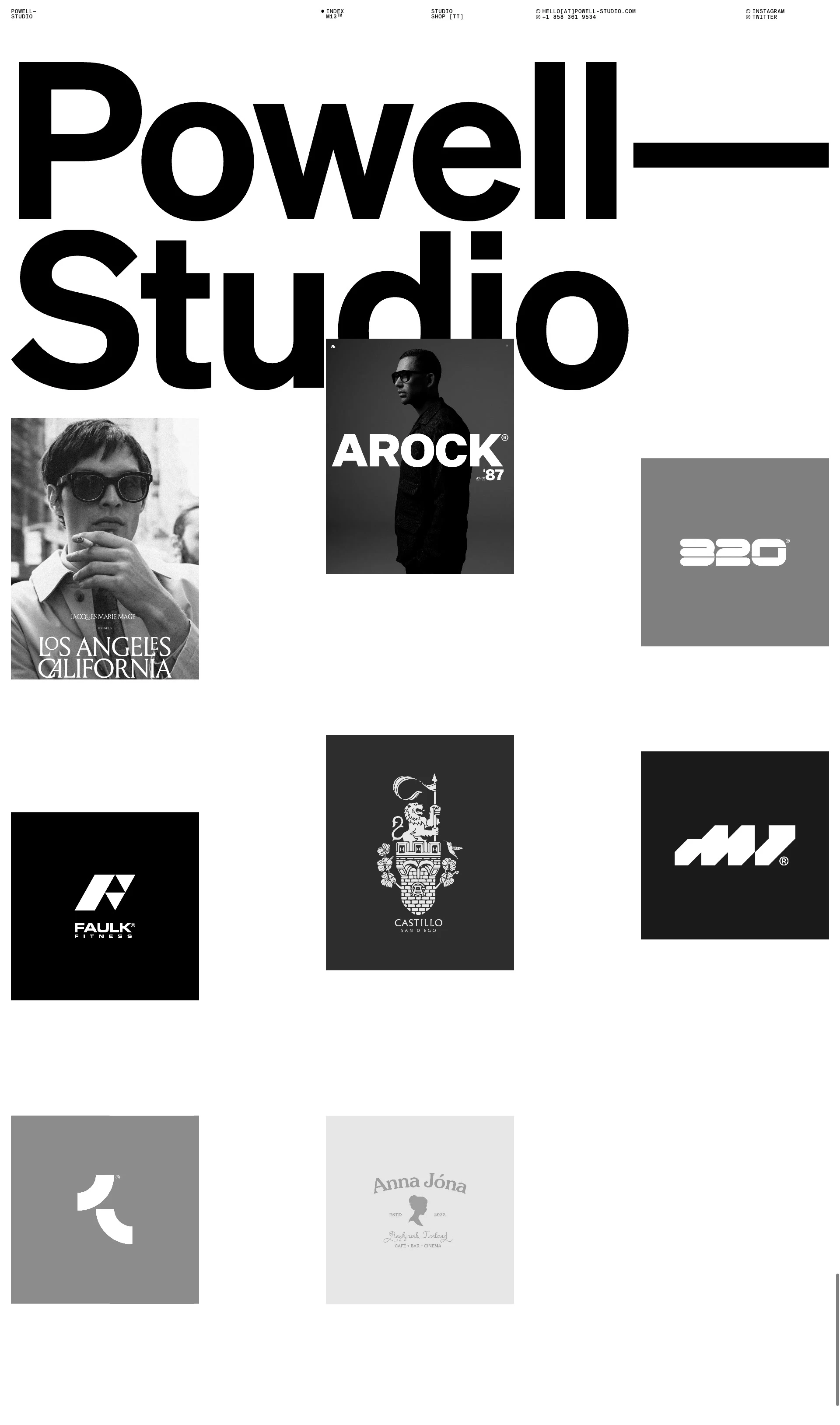 Powell—Studio Landing Page Example: The creative studio of Brijan Powell in Salt Lake City, UT - Branding / Type / Web Design / Graphic Design / Art Direction / Materials / Objects / Digital / Social Media