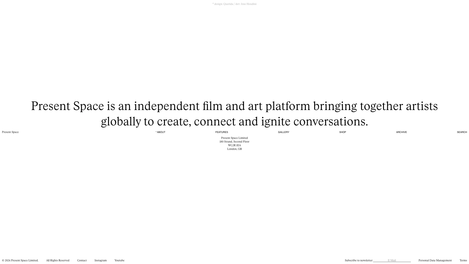 Present Space Landing Page Example: Present Space is an independent film and art platform bringing together artists globally to create, connect and ignite conversations.
