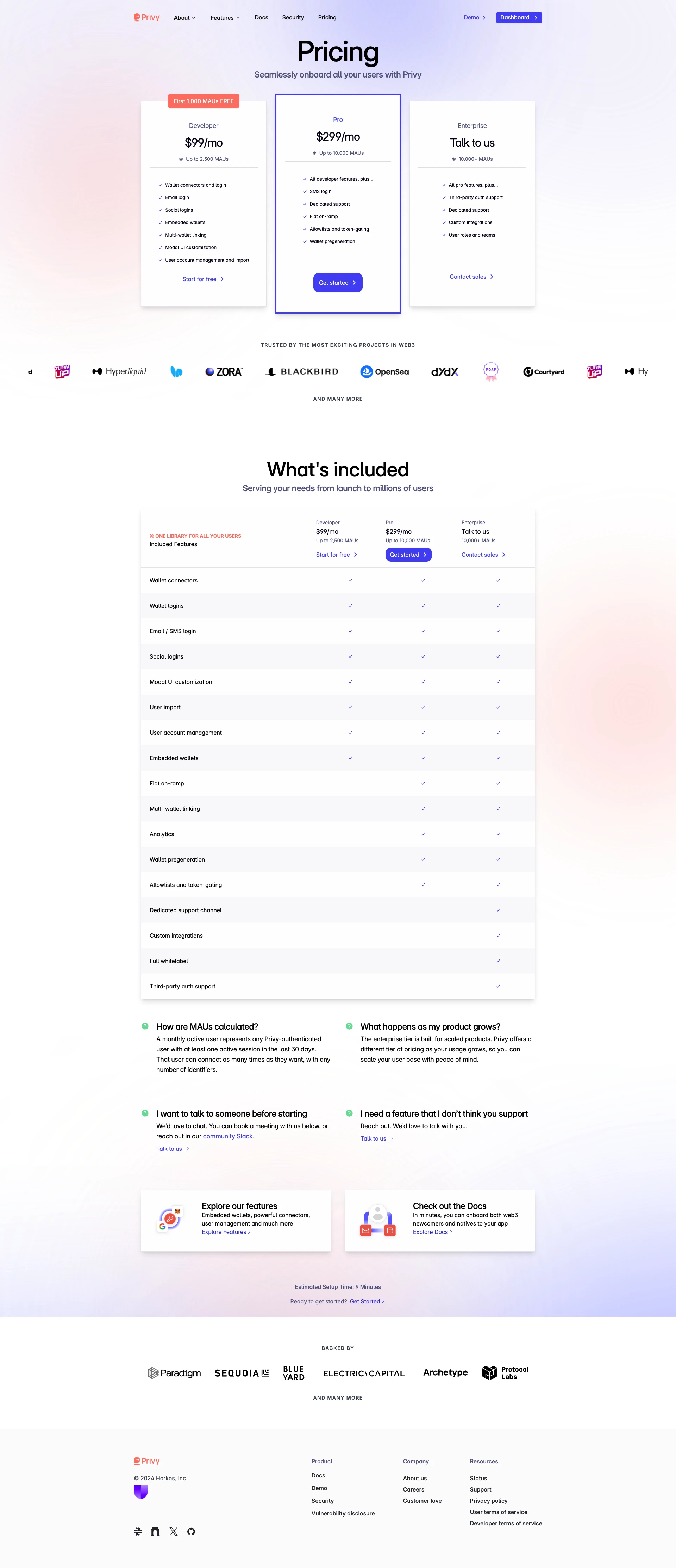 Privy Landing Page Example: Better products deserve safer data. Delightful products should keep their users in control. Privy builds authentication, authorization and data control tooling so developers can deliver amazing products that keep users safe. Onboard all your users to web3.