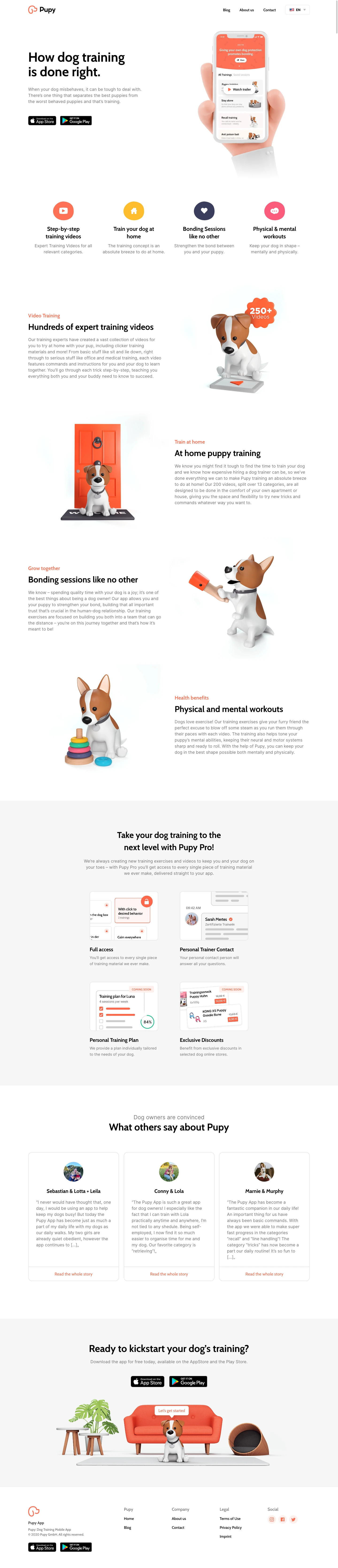 Pupy Landing Page Example: How dog training is done right. When your dog misbehaves, it can be tough to deal with. There’s one thing that separates the best puppies from the worst behaved puppies and that’s training.