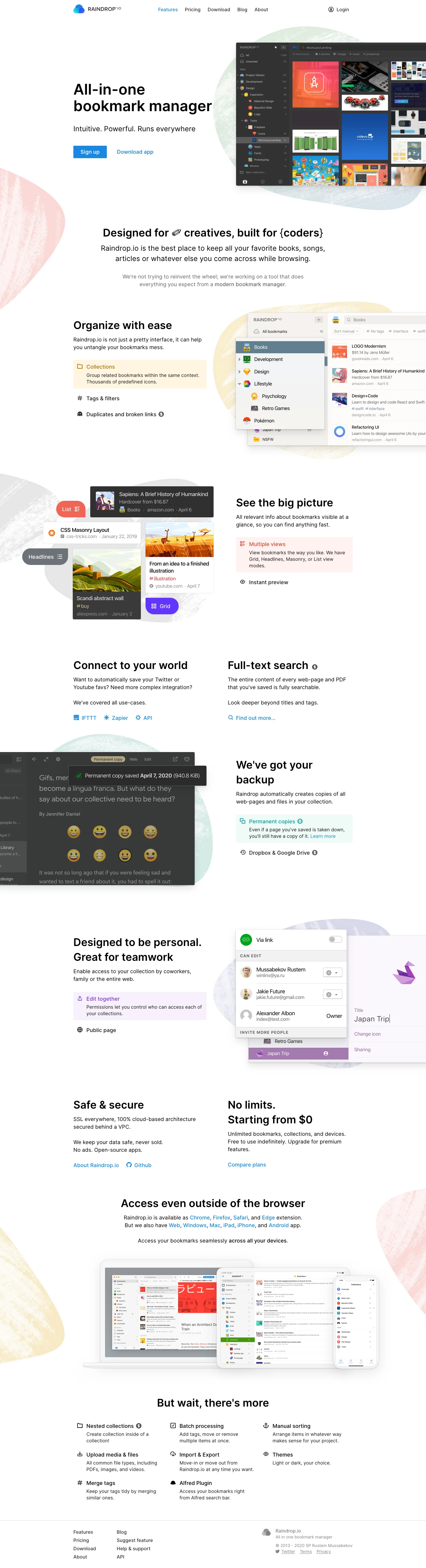 Computeractive Website Raindrops Raindrop.io website design - Lapa Ninja