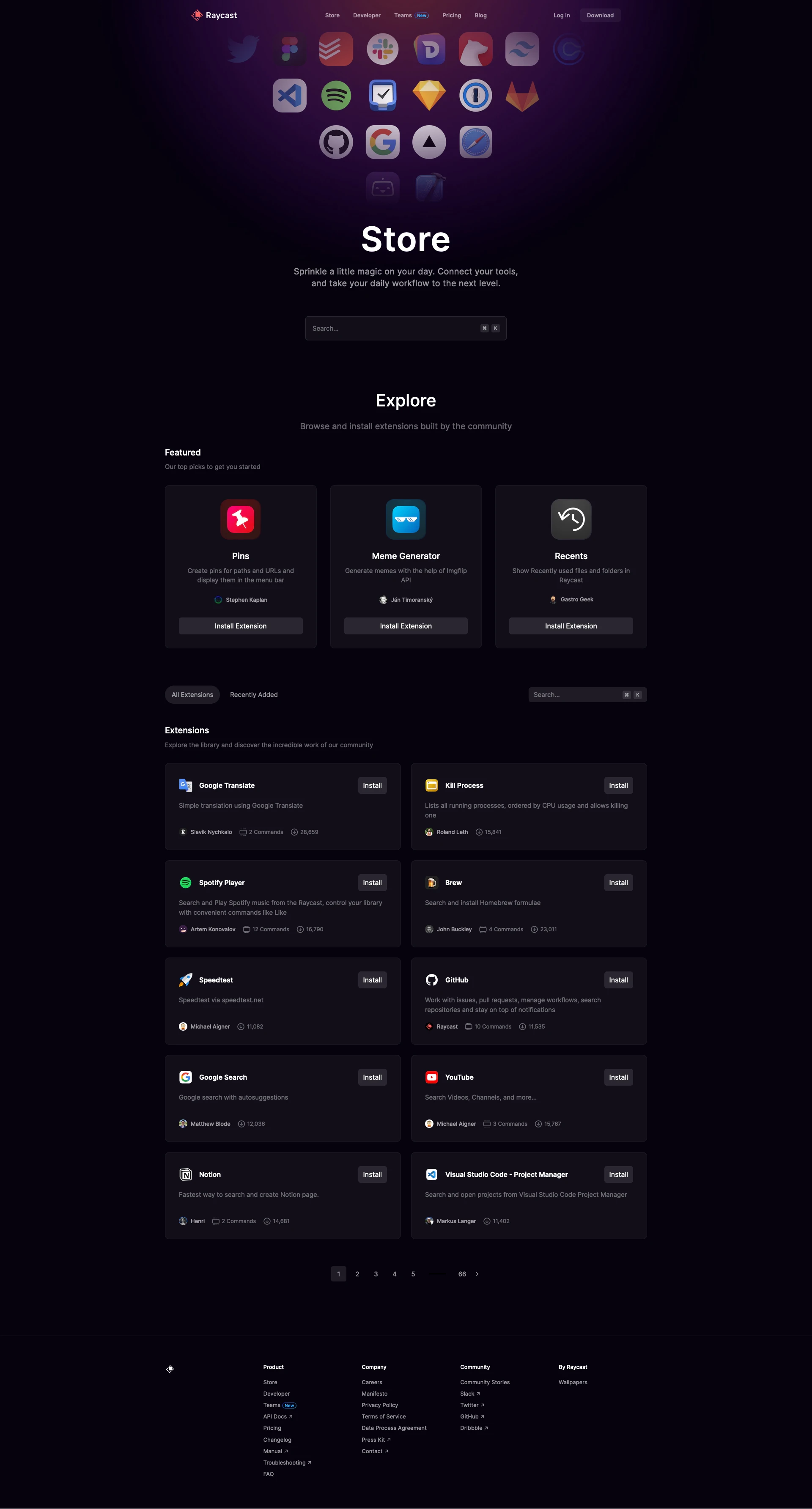 Raycast website design - Lapa Ninja
