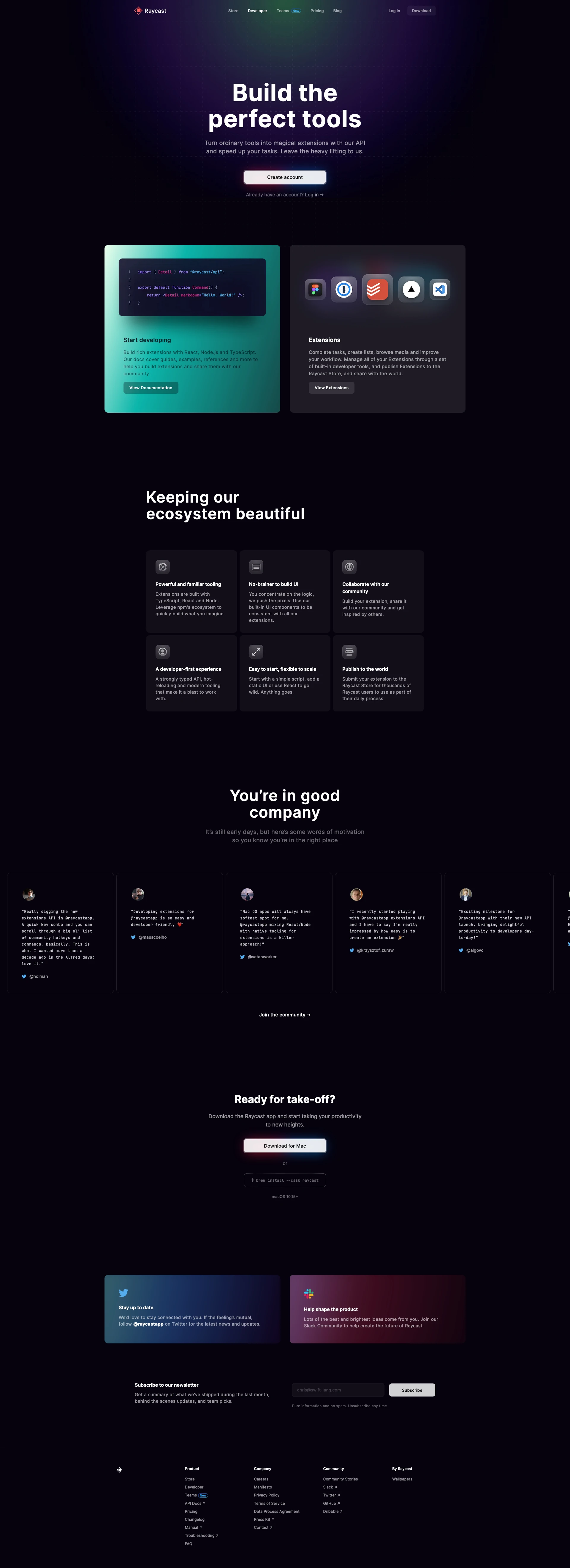 Raycast website design - Lapa Ninja