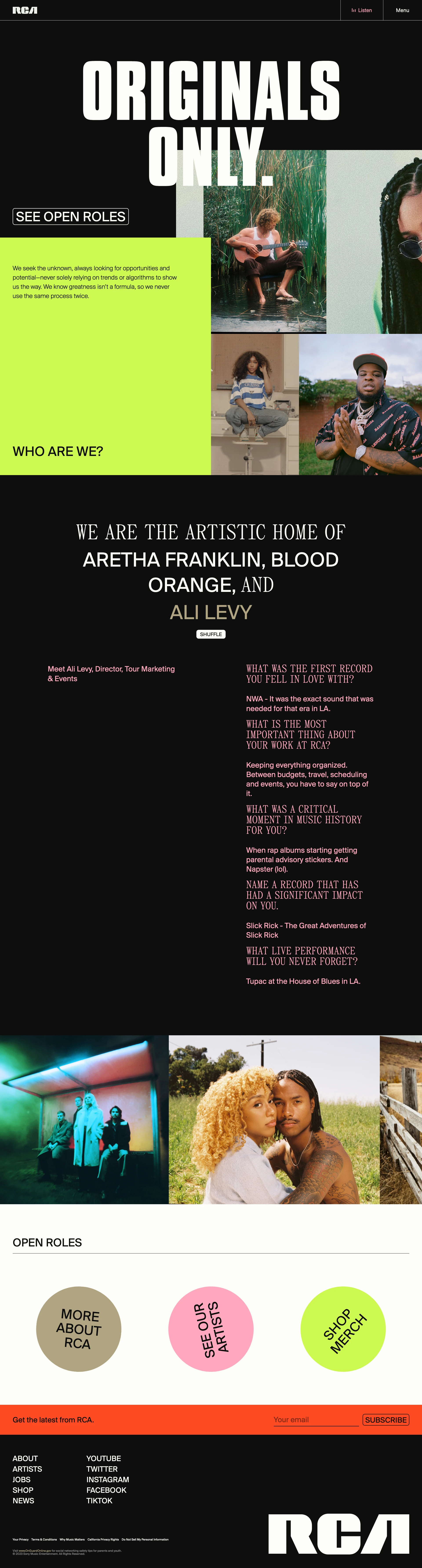 RCA Records website design - Lapa Ninja