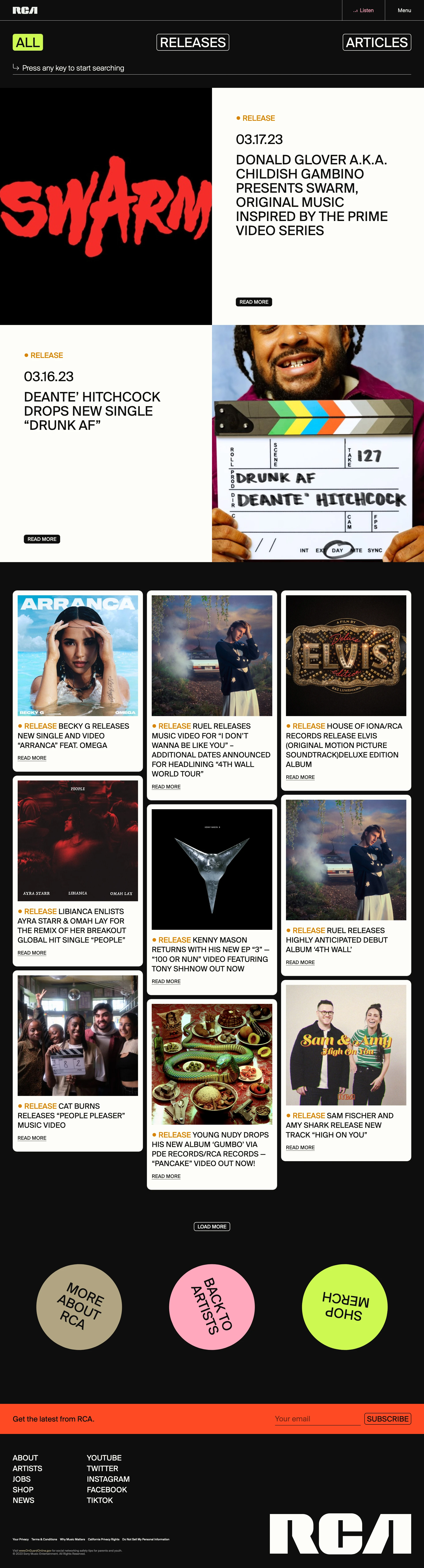 RCA Records website design - Lapa Ninja