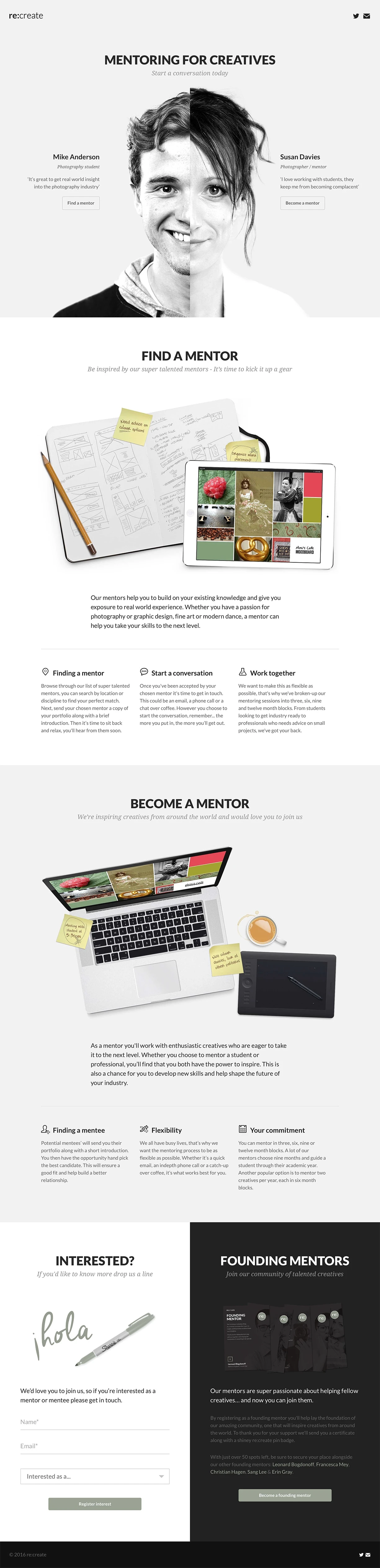 re:create Landing Page Example: Be inspired by our super talented mentors - It’s time to kick it up a gear