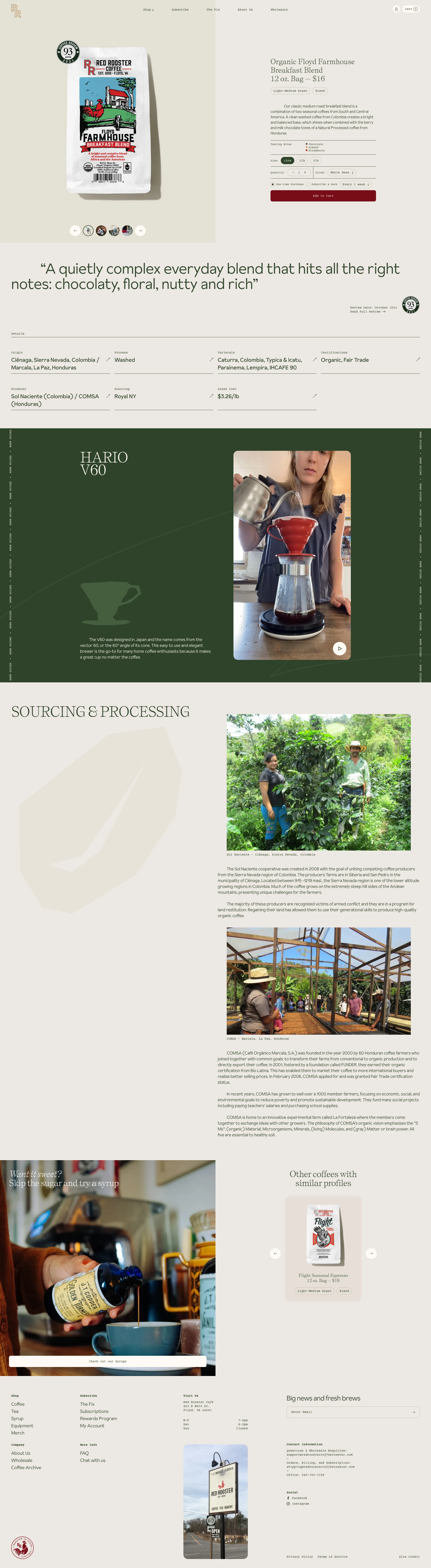 Red Rooster Coffee Landing Page Example: Red Rooster roasts coffees of exceptional quality, with unmatched attention to social and environmental responsibility.