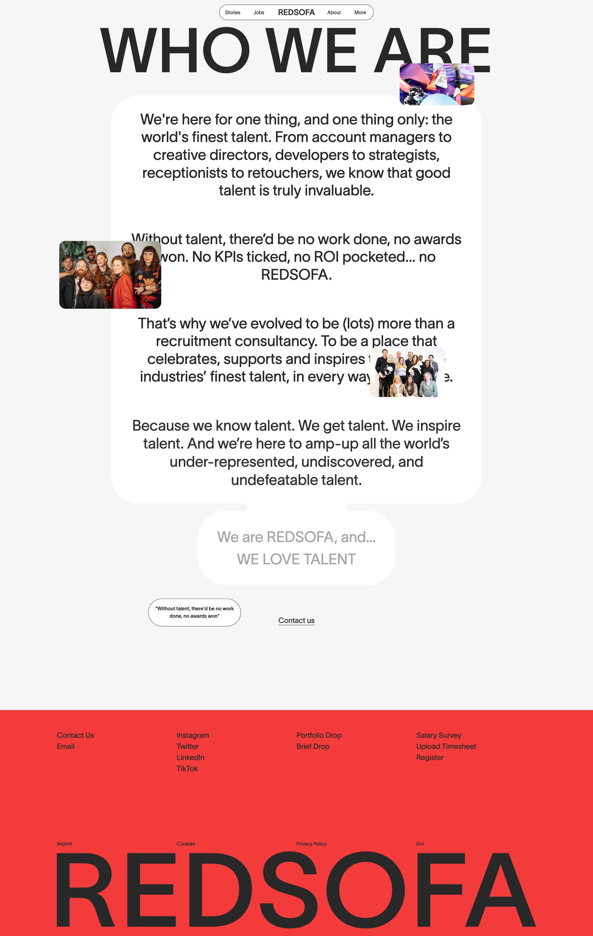 REDSOFA Landing Page Example: We are REDSOFA, the world's first “Recruitment+” brand. From finding candidates their best work to finding clients their greatest talent — we are here to help you with all of your recruitment and industry needs.