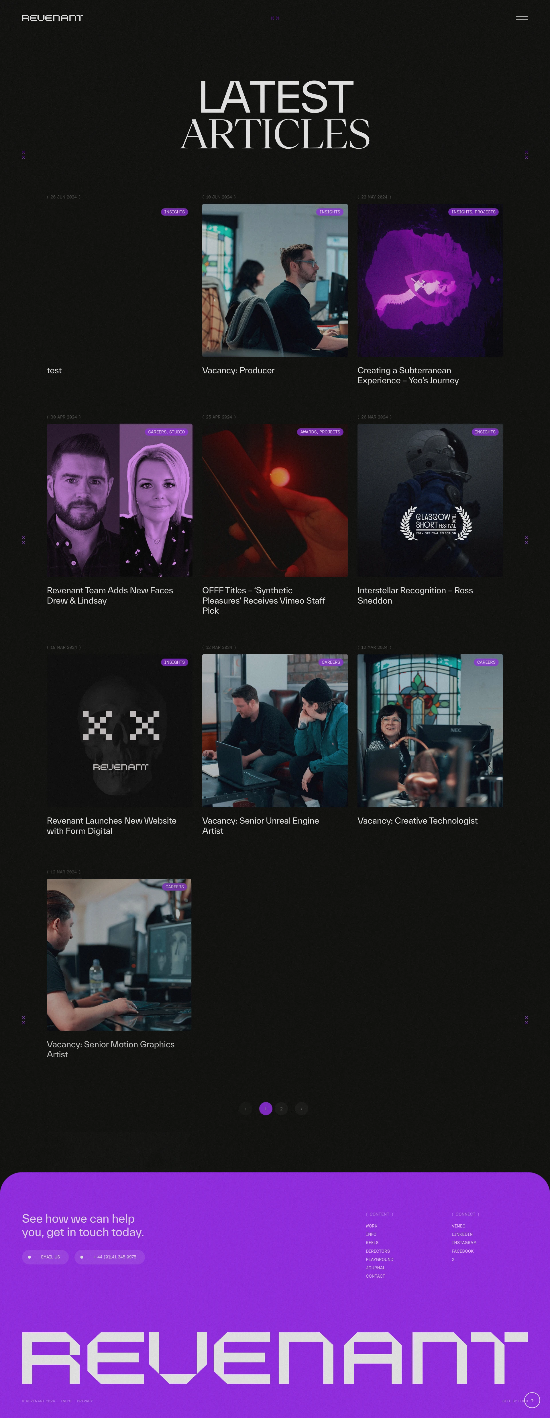 Revenant Landing Page Example: Revenant is a multi-disciplinary creative animation studio, working with production companies and global brands to produce beautiful digital and immersive virtual experiences